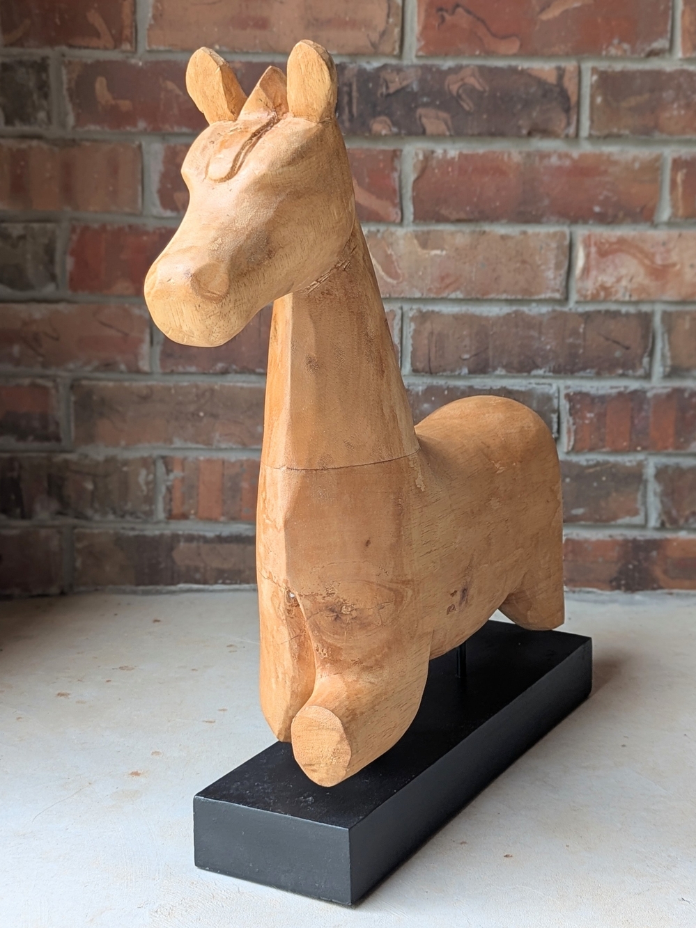 Pottery Barn Horse Equine Carved Wood Sculpture Primitive Farmhouse Decor Rustic - Picture 2 of 9